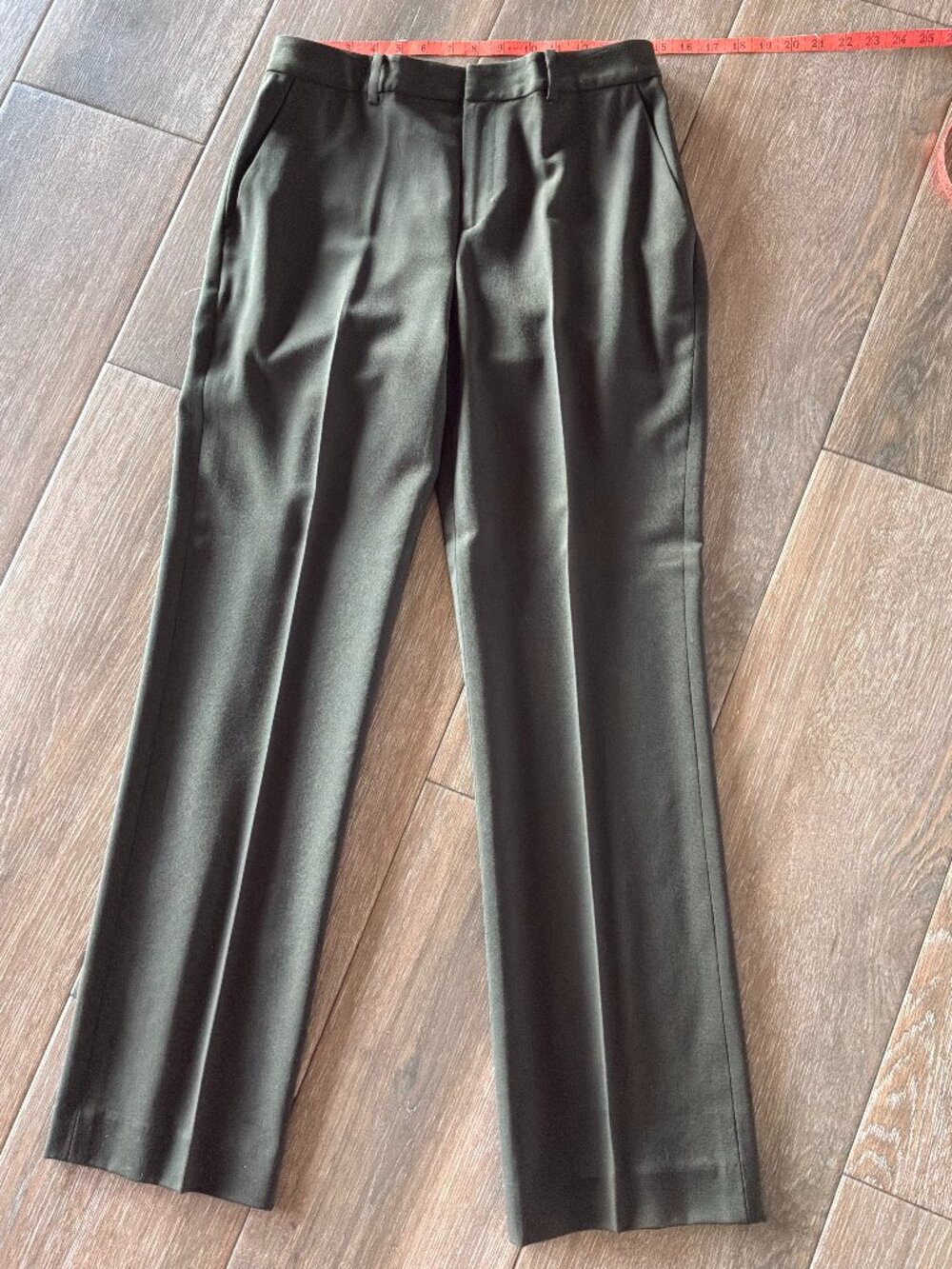 Lauren Ralph Lauren women's high waist, dk olive green wool straight leg pants 6